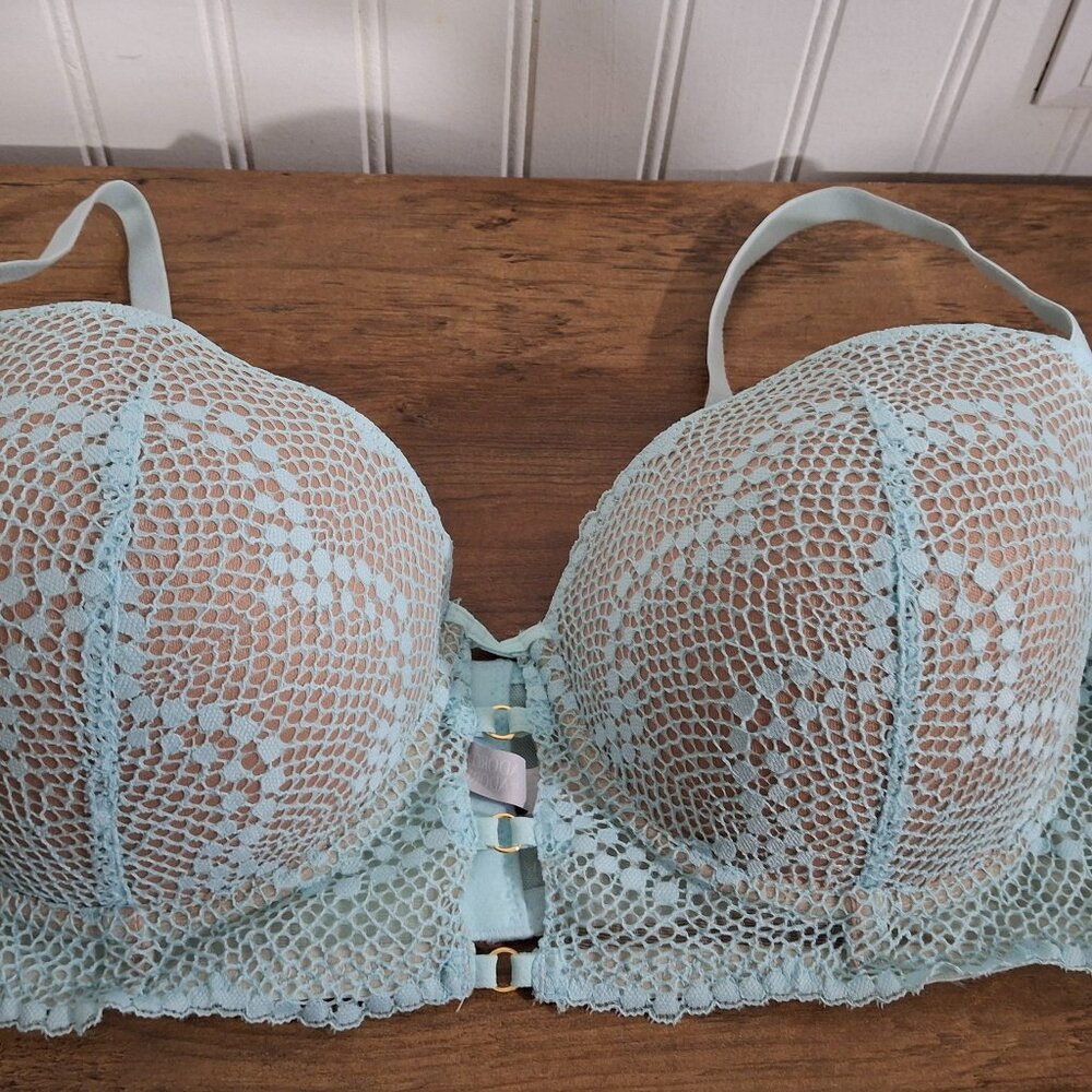 Adored by Adore Me 40C Bra Underwire Light Blue Lace Padded